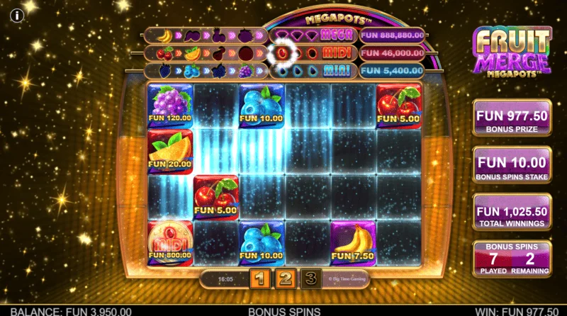 Fruit Merge Megapots - หน้าจอเกม Hold and Spin