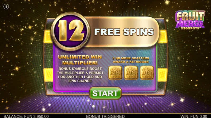 Fruit Merge Megapots - การเริ่ม Free Spins